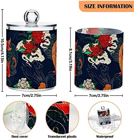 UMIRIKO Fish Wave Qtip Титуляр-Опаковка за Памучни пръчки с Капаци, 4 опаковки, Аптечные Контейнери за Памучни