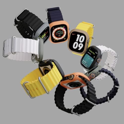 elkson Съвместим с Apple Watch Ultra Bumper Case 49 мм и Защитно фолио за екран от закалено стъкло, серия Quattro Max,