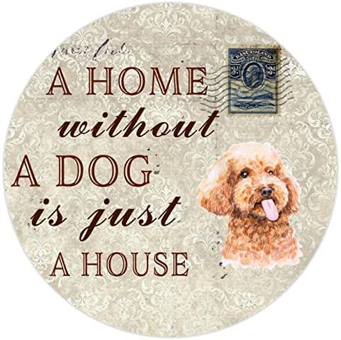 Забавна Метални Табели с Куче Къща Без Куче-това е просто Къща, Селски Кръгла Закачалка за домашни кучета, Метални табели с Надпис Домашно куче, Начало Декор на двор