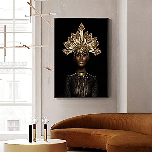 Чиста Златна Корона, Черна Африканска Жена, Живопис с маслени бои върху платно, Постери и Щампи, Скандинавски Стенни Художествена