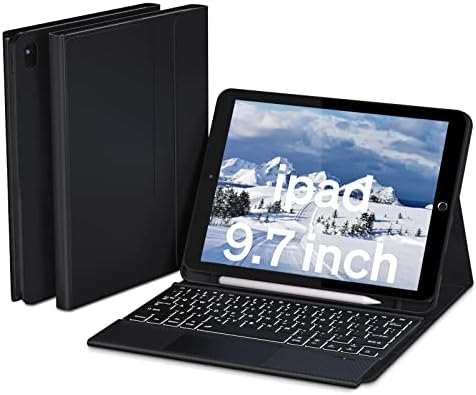 Калъф-клавиатура Doohoeek с трекпадом за iPad е 9,7 инча 5/6 поколение и iPad 2 Air поколение и iPad Pro 9,7, Акумулаторна
