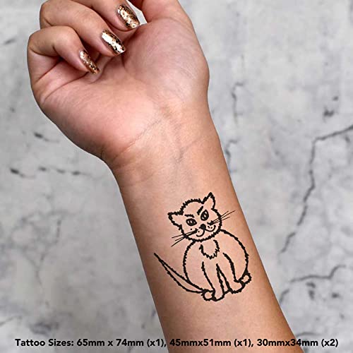 4 временни татуировки Седнала котка (TO00058334)