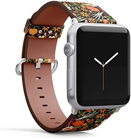 Съвместим с малки Apple Watch 38 мм и 40 мм (всички серии), кожена каишка на часовник, каишка-wsop гривна със закопчалка от неръждаема стомана и адаптери (с цветен модел под фо?