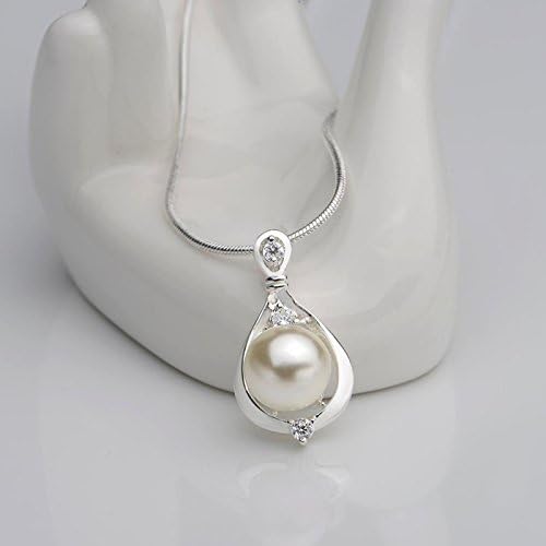 Panwa Jewelry Joyería 925 de Plata de Ley colgante Collar de perlas de Cristal Cadena