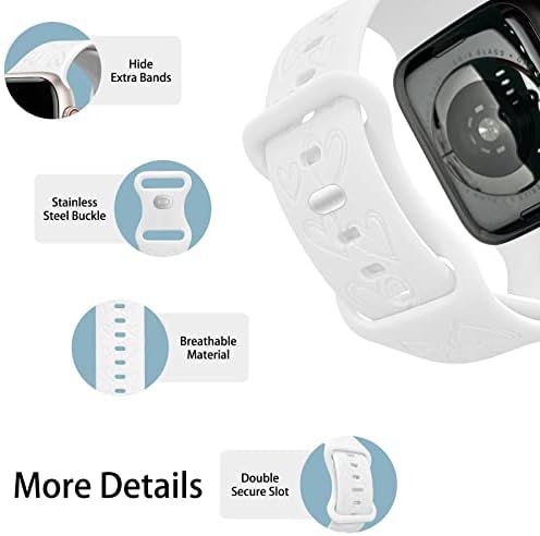 Въжета TopPerfekt с гравиран във формата на сърце, съвместими с каишка на Apple Watch 38 мм, 40 мм 41 мм За жени, Лазерен Мек Силикон Водоустойчив спортен каишка, Сменяеми каишки з