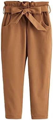 Панталони от Хартиения пакет с високо Еластична талия и колан OYOANGLE гърлс Зауженные панталони с джобове