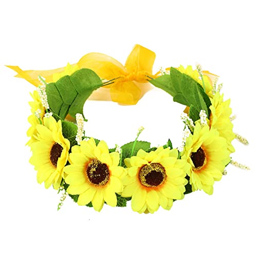 Цветна есен слънчоглед ореол на цветя сватба Короната за момичета превръзка на главата си рожден ден прическа Флорида-18 (Дейзи оранжево)