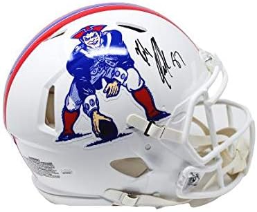 Роб Гронковски Патриоти Нова Англия Подписаха Автентичен Каска Throwback Speed JSA - Каски NFL с автограф
