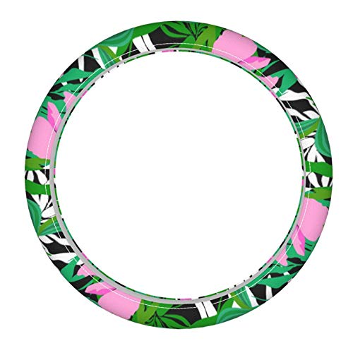 Тропически модел С Цветя джунглата на Кръста изображение_ Кожена покриване на волана универсална 15 инча