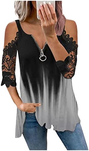 Ризи Дамски Модни 2023 Топ с открити рамене и дълъг ръкав за Жени, Ежедневни Летни Върховете на Бретелях за Пътуване