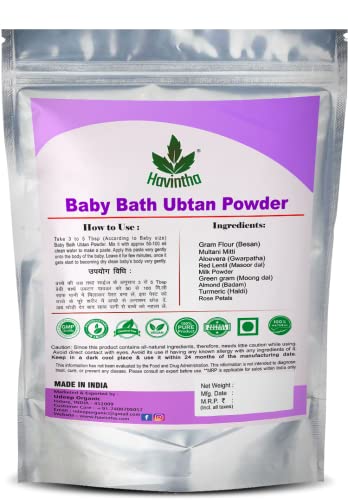 Havintha Натурална детска присыпка за баня за по-здрава, мека и нежна кожата на бебето - 227 гр (8 унции)