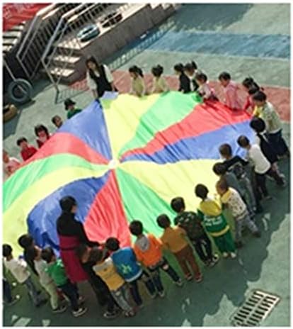 Детски парашут LRPJ Rainbow Play, Детска Гимнастическая Кооперативната игра с дръжки за колективни игри на открито, джоб