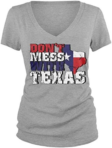 Тениска Amdesco Junior's Не связывайся с Тексас от V-образнымвырезом