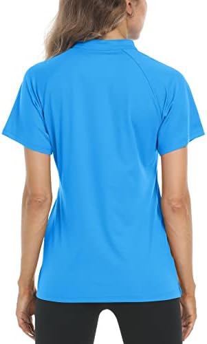 Дамски ризи Топка за голф MAGCOMSEN, Ежедневни Тениски с V-образно деколте, UPF 50+, Бързосъхнеща Тениска с къс ръкав, Чубрица Ризи от Джърси Без яка