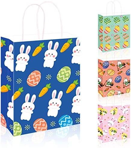 vewicokop 24 БР. Подаръчни Торбички от Великден хартия, Пакети за Великден партита с дръжка, Подаръчни Пакети Happy Easter Eggs