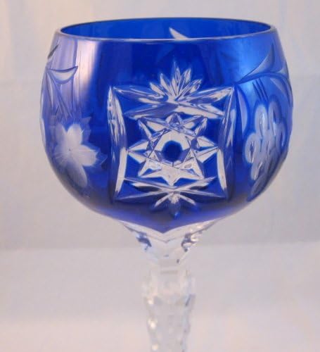 Чаша за вино Marsala Cobalt, унгарски кристал Ajka, нарязани на грозде и дръжка във формата на звезда
