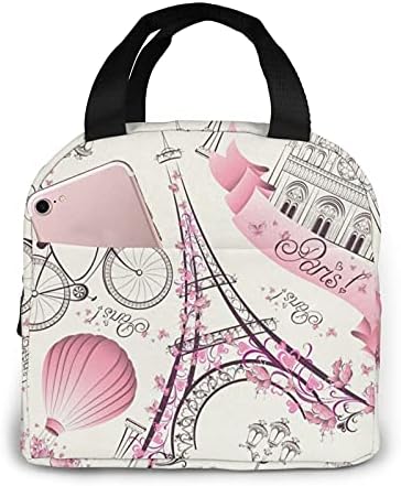 TTLIVEVIP Розови Парижките Чанти за Обяд, за Жени, Детска Случайна Кутия за Обяд Множество Малка Чанта-Хладилник