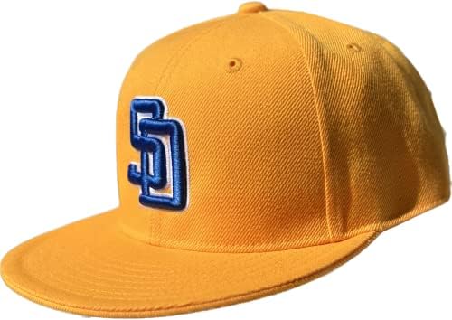 Нова приталенная шапка SD Шапка San Diego Жълта Много Рядка Епоха Размер: 7 1/2