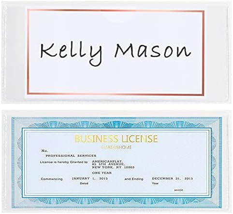 Прозрачни Самозалепващи се Джобове, Държач за визитки и етикети за козметика 3,5x8,5 и сертификат за бизнес-лиценз, Приложено