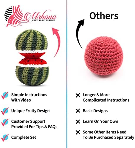 Комплект за плетене на една кука Mshono за начинаещи Възрастни - Комплект за начинаещи плетене на диня с допълнителни