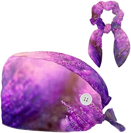 Регулируема Работна Шапчица с Подходяща тренировъчна лента и Ластик за коса с бантиком Лавандово-Лилав цвят Flower