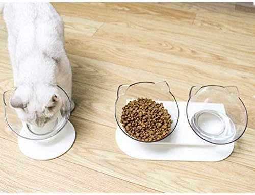 Универсална маркова купа за котешки храна Двойна купа за котки, на основата на увеличена купа може да се наклони на 15 градуса, което ви позволява ефективно да защит?