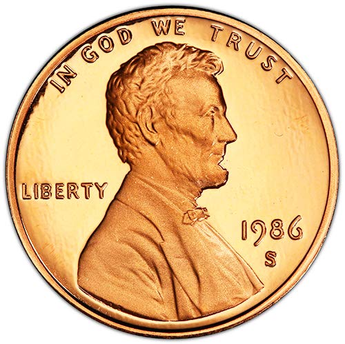 Цент Памет Линкълн Проба от 1986 г., Избраният от монетния двор на САЩ, без да се прибягва