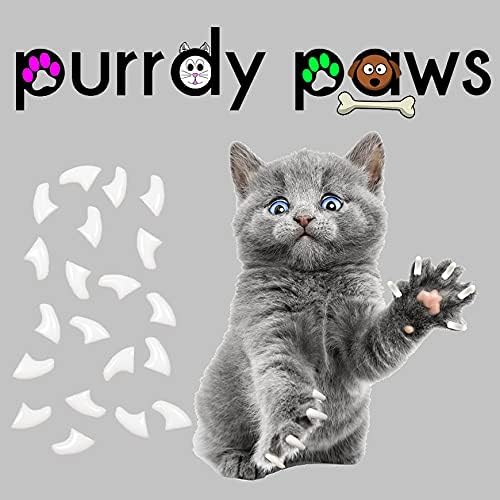 Purrdy Paws 3 Месечен Запас от Меки Капсули за нокти за котки White Kitten - Допълнителни Лепила