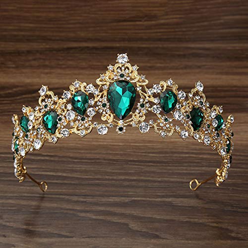 Короната MR Queen за Жени, за Сватба Диадема за Жени, Диадема Принцеса с Кристали Зелен Цвят, Аксесоари За Коса за Рожден