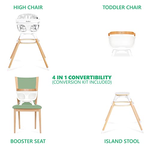 Столче за хранене Evolur Ann Beechwood 4 в 1 | Завъртане на седалката на 360 градуса | Седалка-седалка с подлакътници | Outdoor стол | Бар стол | 5-точков предпазен колан | Сив