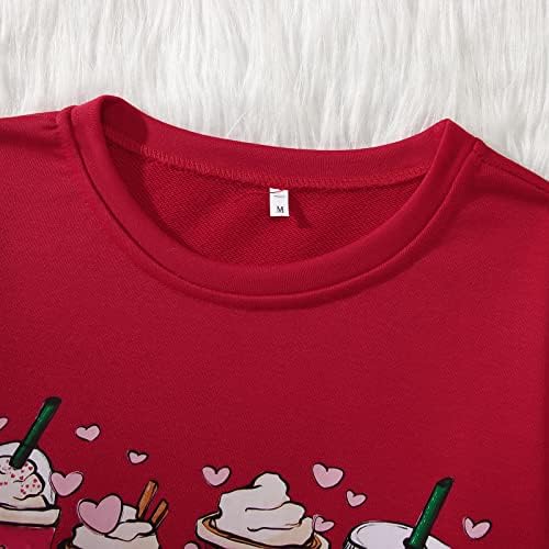 KEKEMI / Дамски Блузи с кръгло деколте, Ежедневни Кафе Риза на Свети Валентин, Зимен Пуловер С Дълги Ръкави,