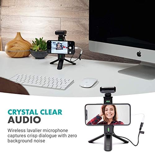 Комплект за видеоблогинга за смартфони Movo с wi-fi петличным микрофон, мини статив и въртящ се държач на телефона за