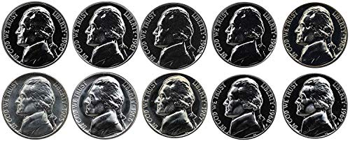 1960 1961 1962 1963 1964 1965 1966 1967 1968 1969 Джеферсън Никелс Извърши десетилетие - 10 монети - Монети с доказателства и SMS