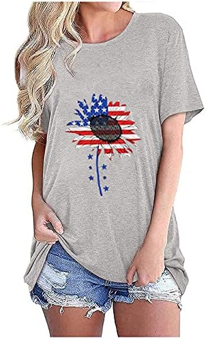 Тениска на 4 юли, Женски Прости Ризи С Пентаграма, Къс Ръкав, Туника в Деня На Независимостта на САЩ, Тениска, Патриотични