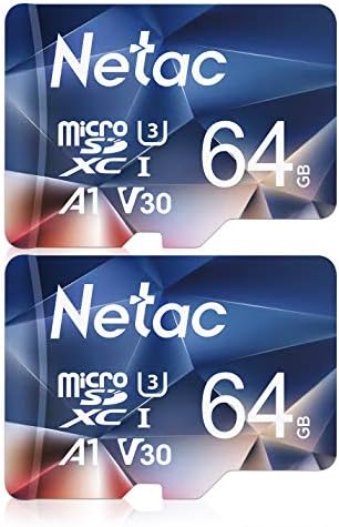 Карта Netac Micro SD 64 GB, 2 опаковки, Карта памет Mini TF със скорост до 100 МБ / с, UHS-1, U3, клас 10, SDXC, EXFAT, V30, A1, 4K, UHD, FHD