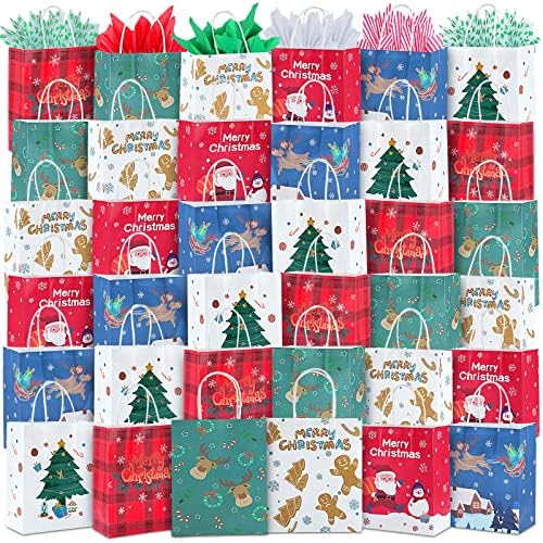 Коледни Подаръчни пакети Colovis 30 бр., Малки Коледни Подаръчни пакети от Цигарена хартия, 6 Стилове Празнични Подарък пакети