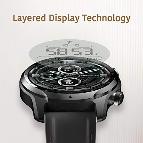 Смарт часовници Ticwatch Pro 3 с GPS, плюс Хибриден кожен ремък с ширина 22 мм, взаимозаменяеми каишка (кафяво-черна обтегач),