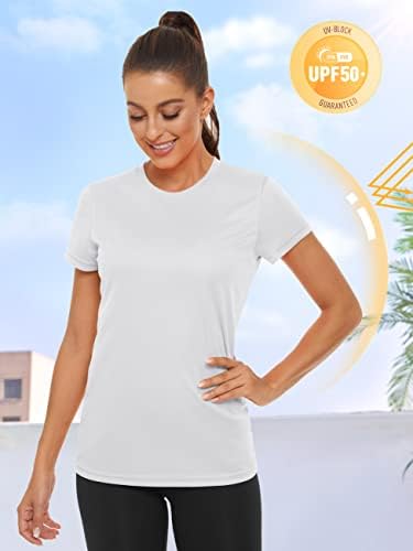 Дамски ризи TACVASEN с къс ръкав, Солнцезащитная Тениска UPF 50 +, бързо съхнещи Потник за Йога и Джогинг в Салона На Открито