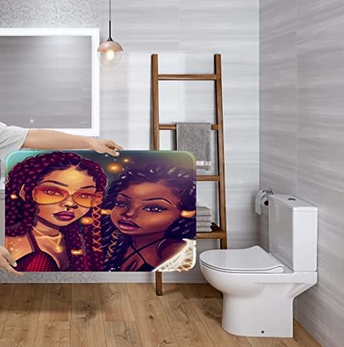 Набор от Завеса за душ Annkoifu, Аксесоари за баня в Африканския стил за Черни Момичета, Комплекти за Декор за Баня от 4 Теми с подови изтривалки на разположение и Водоус