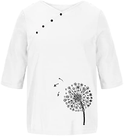 Тениски Оверсайз за Жени, Риза с 3/4 ръкав, Дамски Ежедневни Свободни Рокли-ризи с кръгло деколте, Летни Блузи 2023