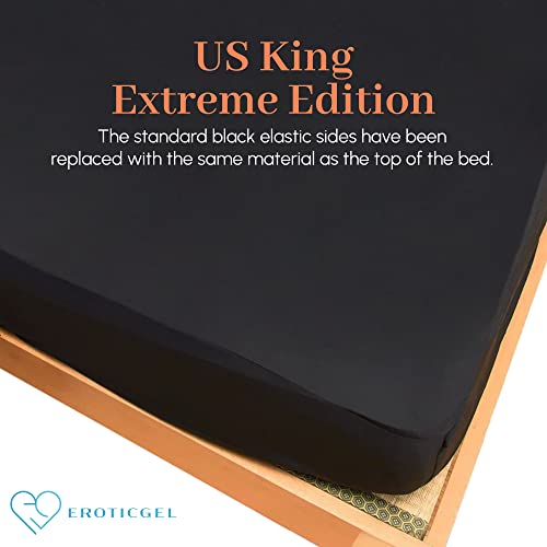 Черна масажът чаршаф US King, 78 x 80 + 14 (198 см x 203 см + 35 см) - Водоустойчива защита на матрака, Водоустойчив калъф