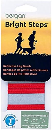 Светлоотразителни Ленти на краката Bergan Bright Steps за Кучета, Среден размер, Червен