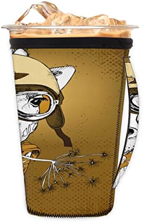 Каска на Мотоциклетист в ретро стил с Жирафа, за многократна употреба Ръкав за кафе с лед с дръжка, Неопреновый Ръкав