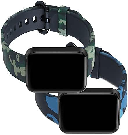 силиконов ремък за часа kwmobile TPU, съвместим с Xiaomi Mi Watch Lite/Redmi Watch - 2x Band - камуфляжный Черно/Светло зелен