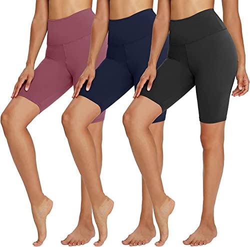 TNNZEET 3 опаковки Байкерских шорти за жени – 8 Маслянисто-Меки къси Панталони с висока Талия за практикуване на Йога