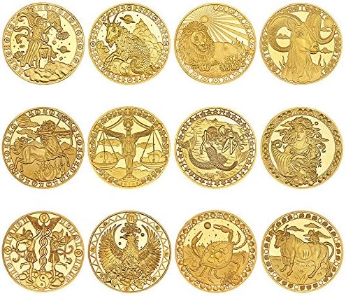 Монета На Повикване 12 Съзвездия Точно Копие На Възпоменателни Монети Западната Астрология Релеф Айде Част