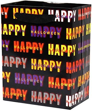Комплект хартиени кошници пакети FZOPO на Хелоуин, 12 броя Карти за пакети в различни размери, с лента дръжка, Големи 10x13x5,8 инча, Средни 7x9x4,2 инча, 3 Дизайн