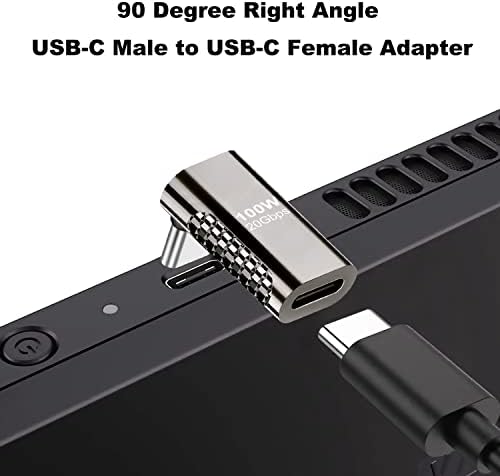 AreMe 100 W 90-Градусов USB адаптер C (2 опаковки), ъгъл на наклона USB Type C от един мъж към жената на 20 Gbit/с Удължител за Steam Deck, суич, MacBook, лаптоп, таблет, телефон и много Други
