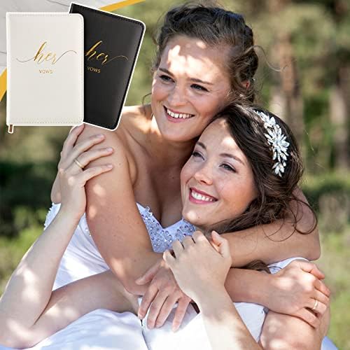 Fuutreo 2 бр Книги Клетви за сватба с 2 броя Златни Маркери Книга Клетви Нея и на Черно-Бялата Сватбена Книга