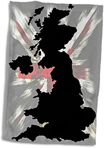 Триизмерно изображение на картата на Великобритания на фона на знамето на обединеното кралство в стил Гръндж - Кърпи